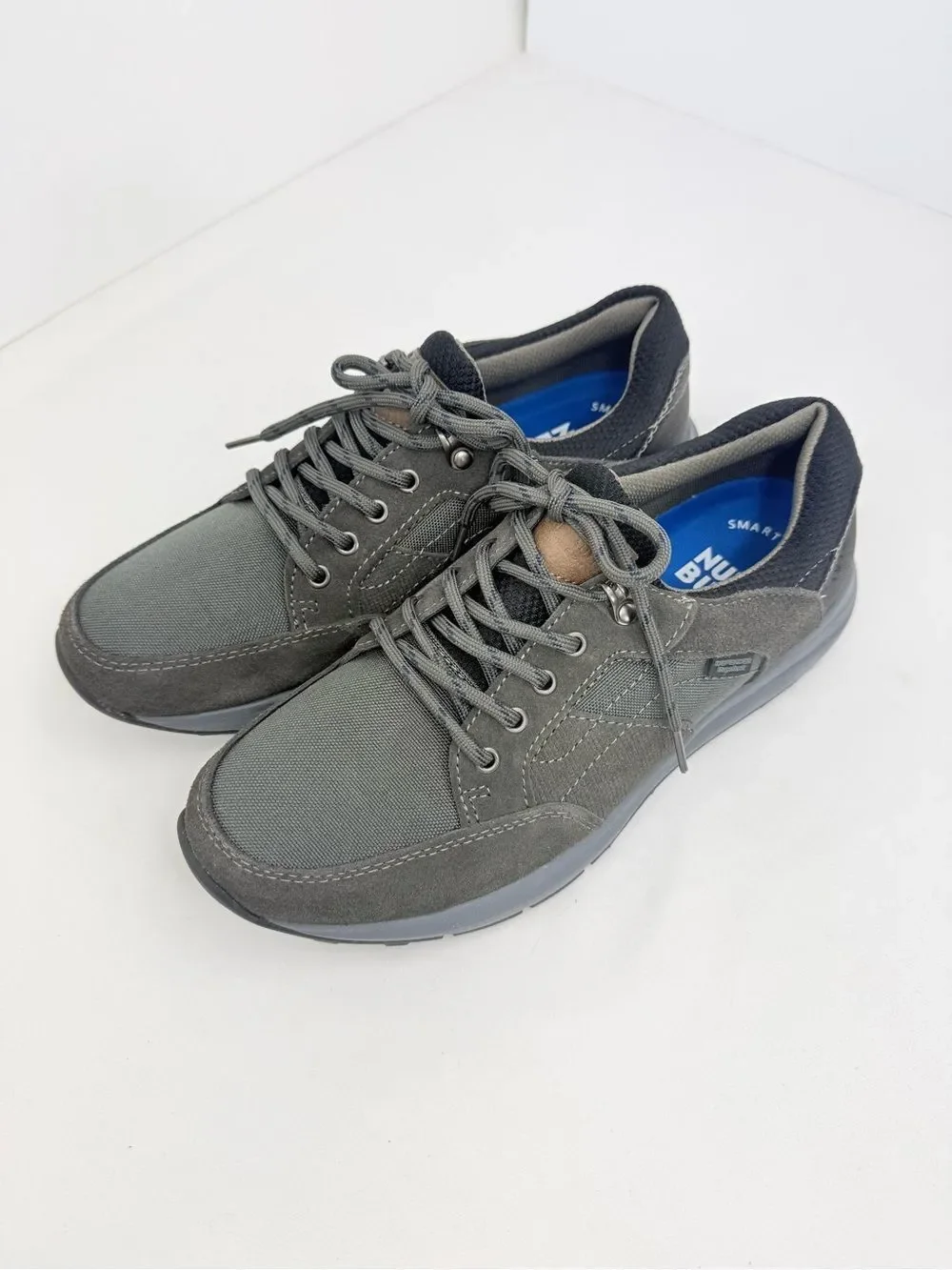 Nunn Bush EXCURSION Charcoal Lite Moc Toe Suede Textile Lace Up Walking Shoe